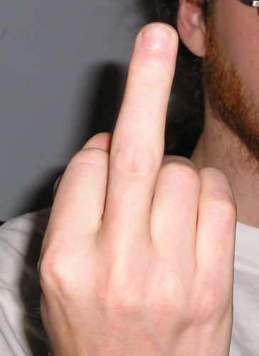 Mike Burns' middle finger