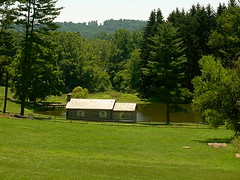 Log Cabin on Pond