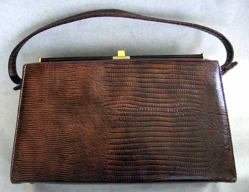 brown leather faux-croc purse