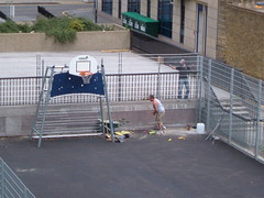 Final segment of ball court fence