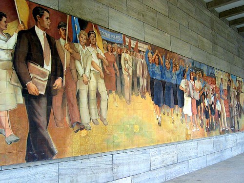 East German Communist Propaganda Wall Mural