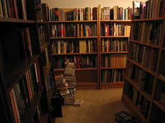 Basement library from back corner